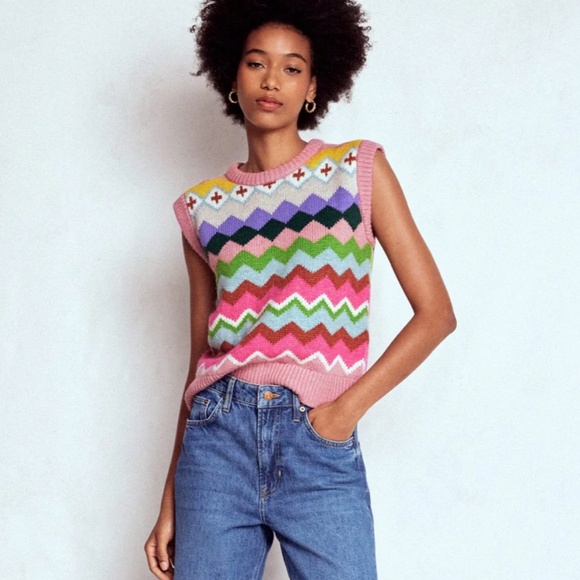 Boden Eleanor Fair Isle Sleeveless Sweater Vest NWT - Picture 8 of 9